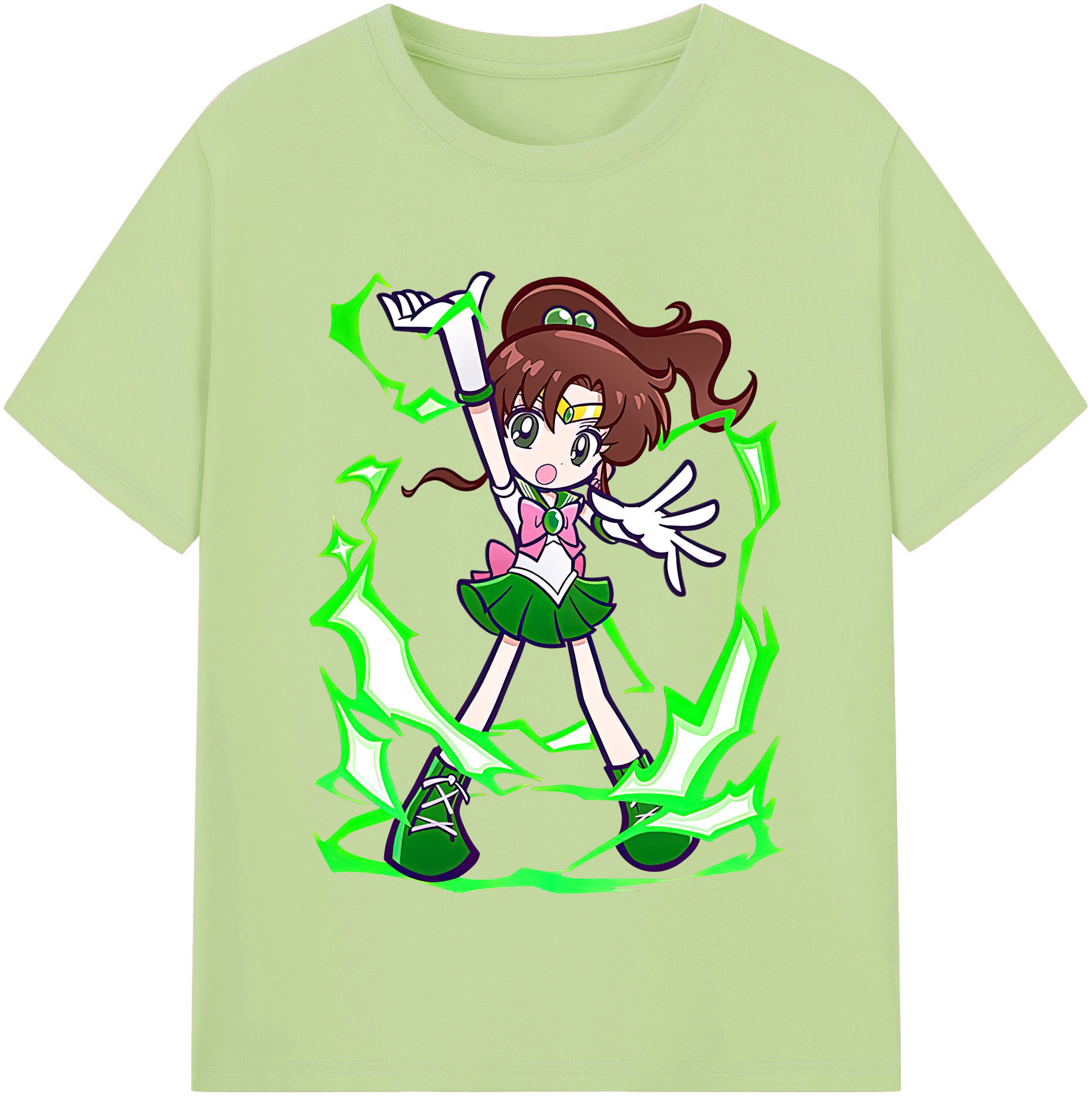 （画像用） 美少女戦士セーラームーン 木野 まこと きの まこと Sailor Moon Kino Makoto （セーラージュピター；Sailor Jupiter） 綿100％半袖Tシャツ（フロントプリント）